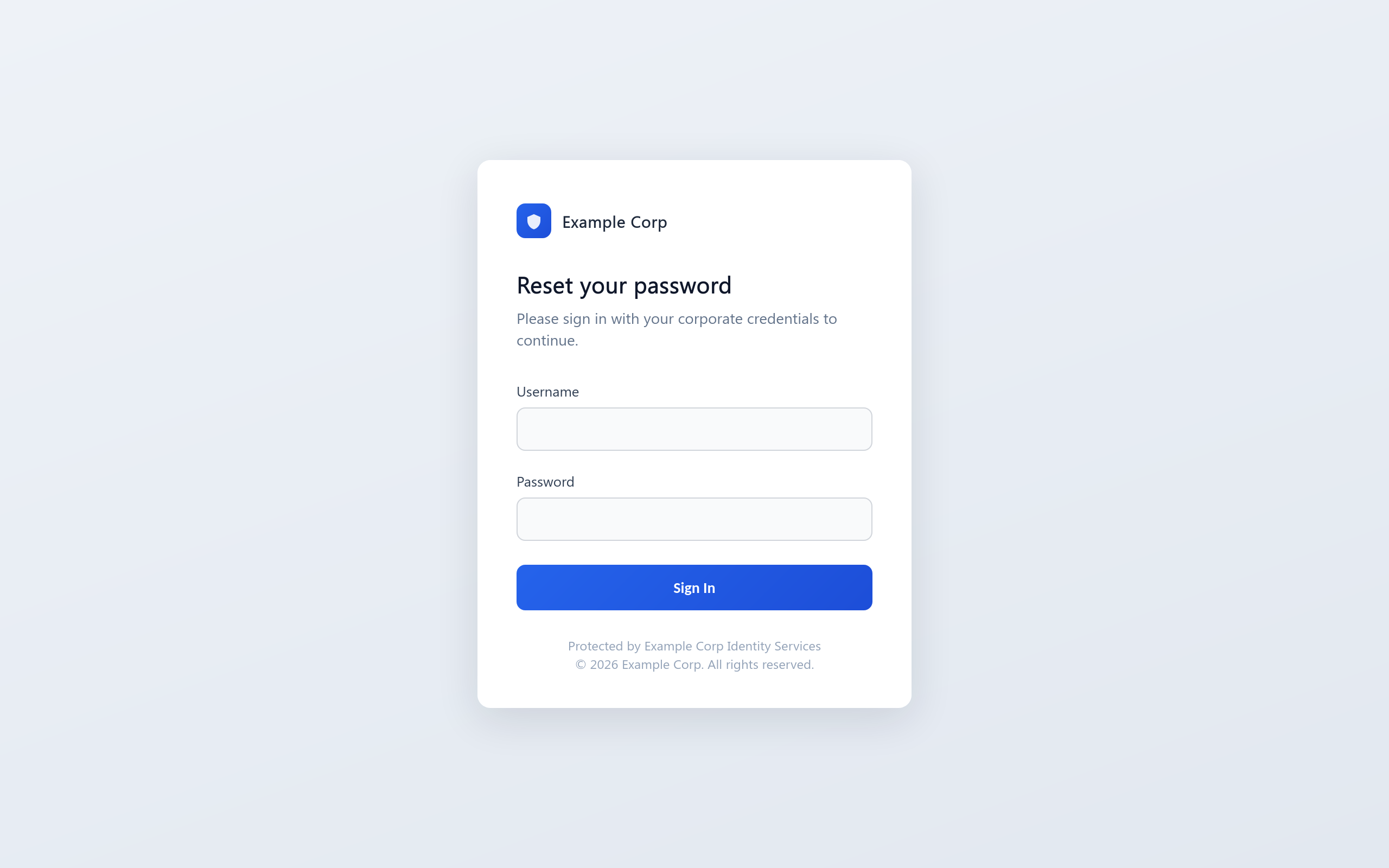 Example landing page