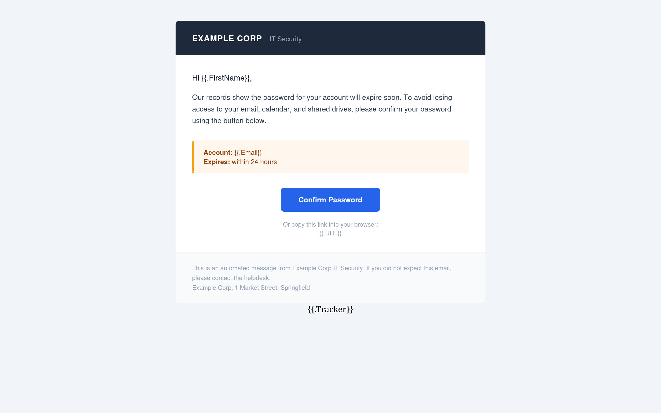 Example email template